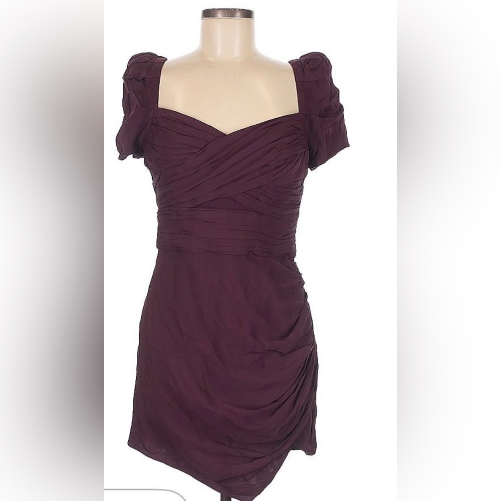 Self-Portrait Plum Off-Shoulder Mini Dress